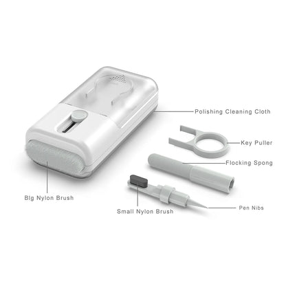Set of dental tools with labeled components on a white background
