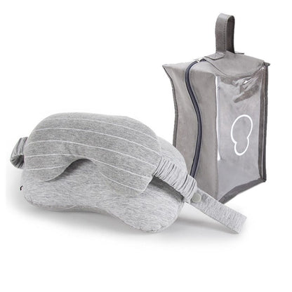 Gray sleep mask with carrying case on a white background