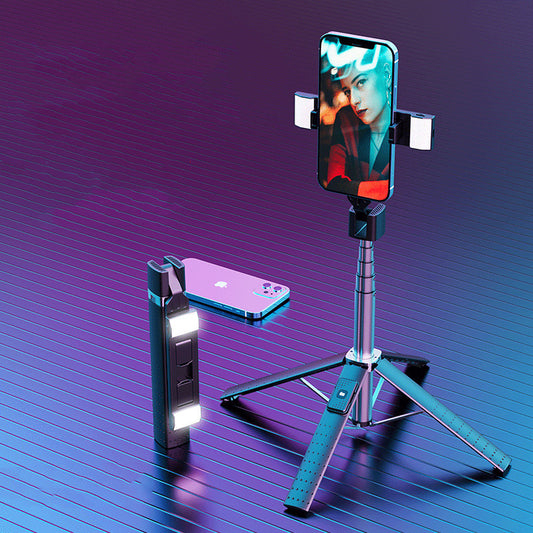 Phone holder with lights on a gradient purple and blue background