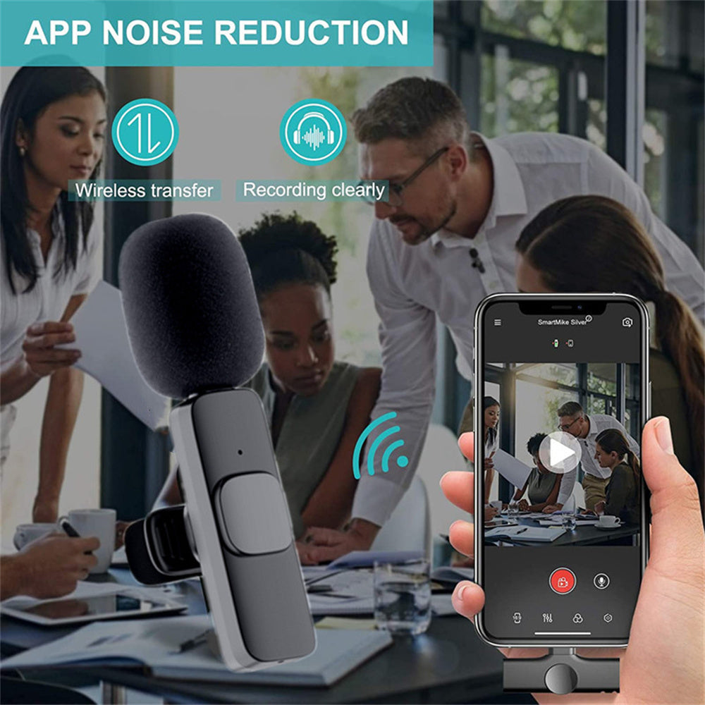 Microphone and smartphone with app noise reduction feature in a meeting setting