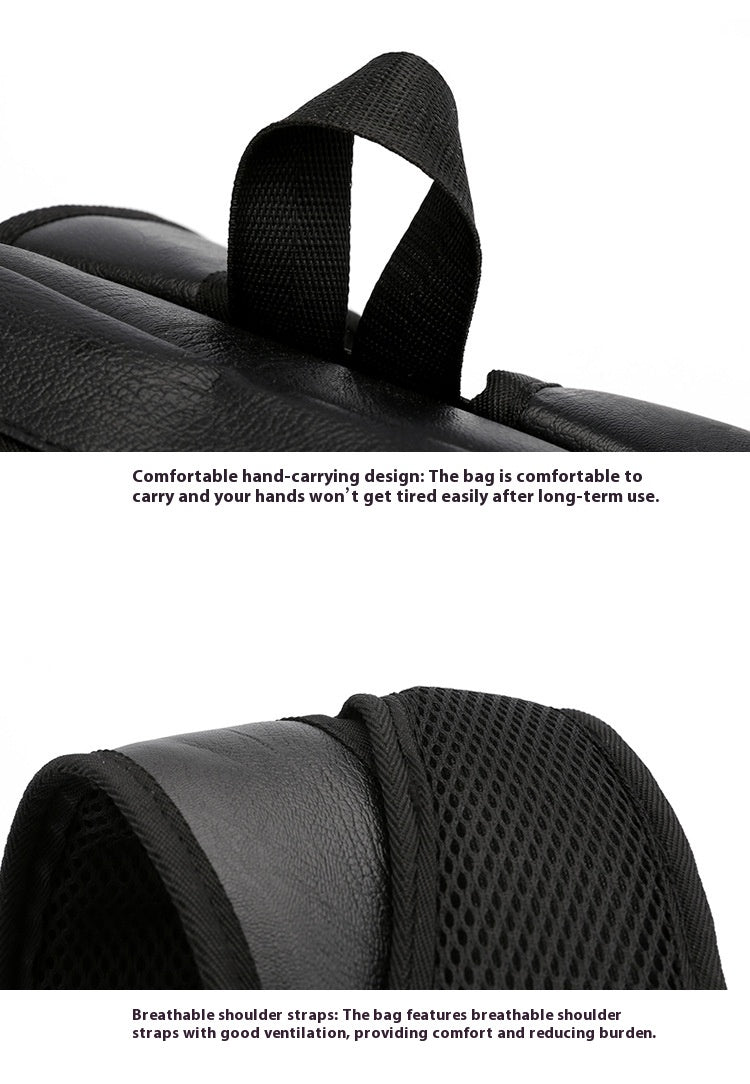 Black bag with breathable shoulder straps on a white background