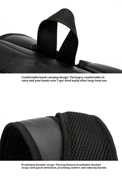 Black bag with breathable shoulder straps on a white background