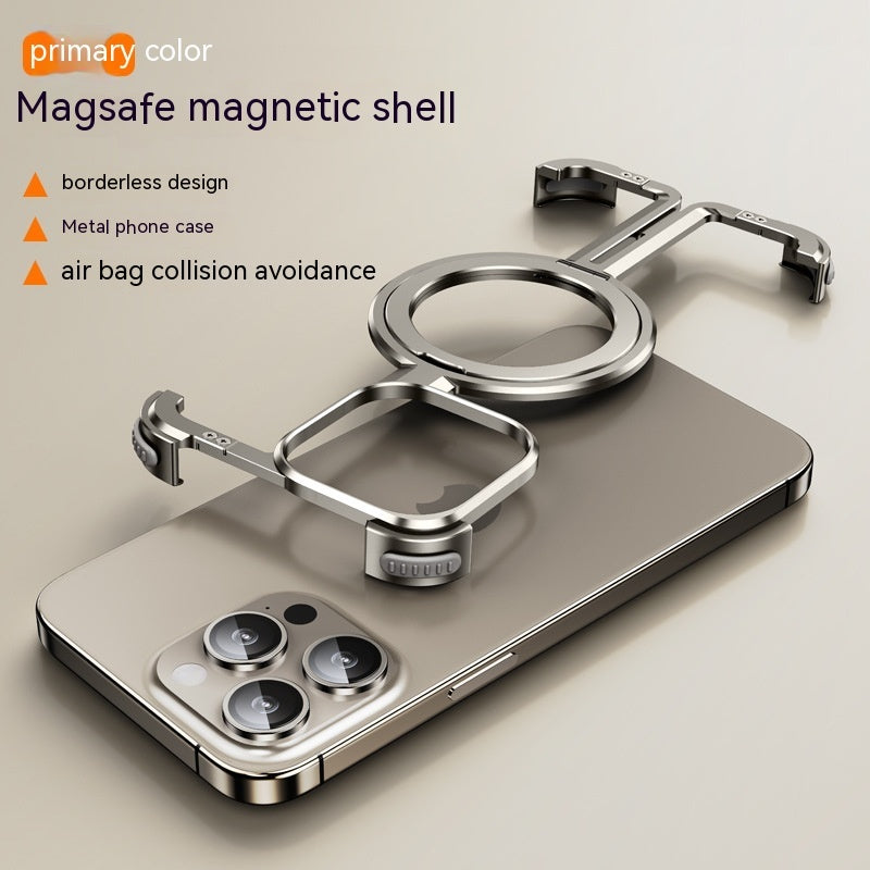Magsafe magnetic shell on a phone with features listed