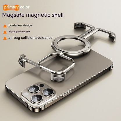 Magsafe magnetic shell on a phone with features listed