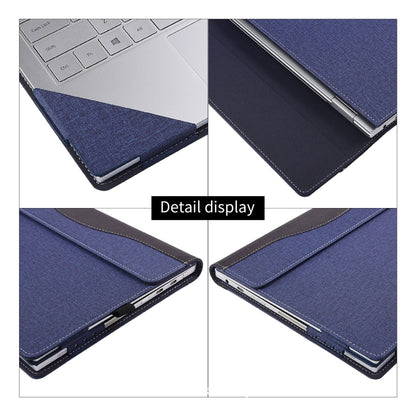Collage of a blue laptop case with a keyboard and screen on a white background
