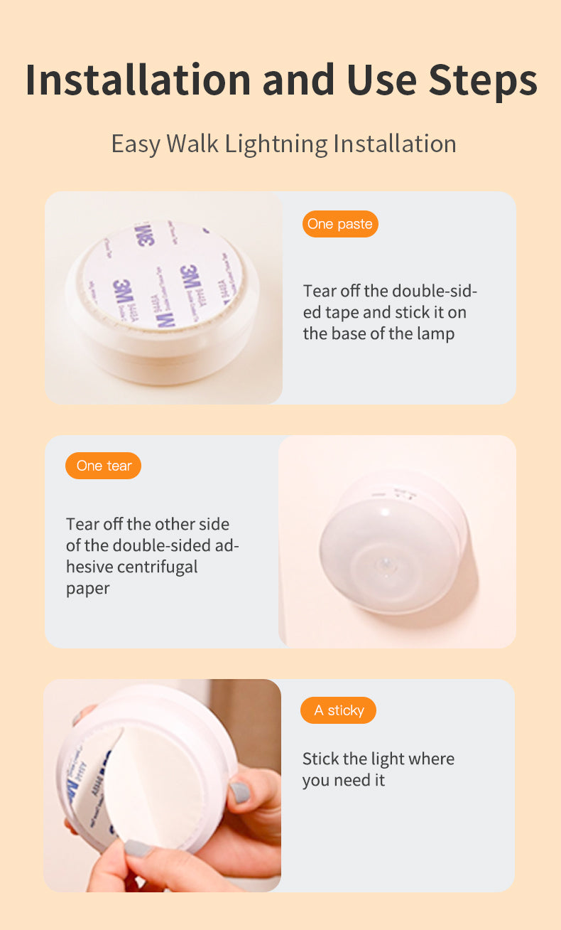 Installation steps for Easy Walk Lightning on a beige background