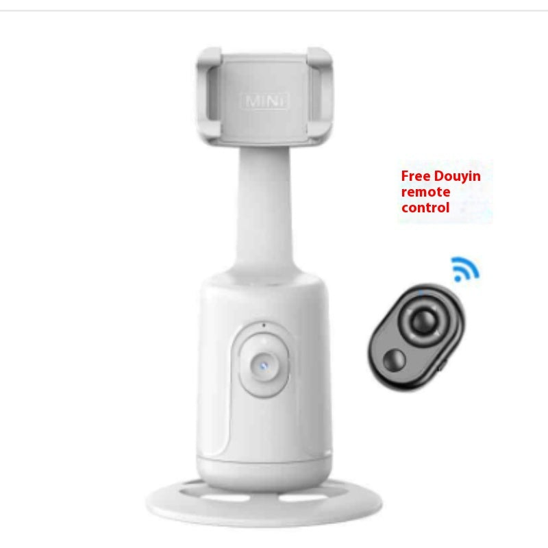 White security camera with smartphone holder and free Douyin remote control on a white background