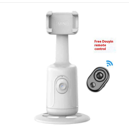White security camera with smartphone holder and free Douyin remote control on a white background
