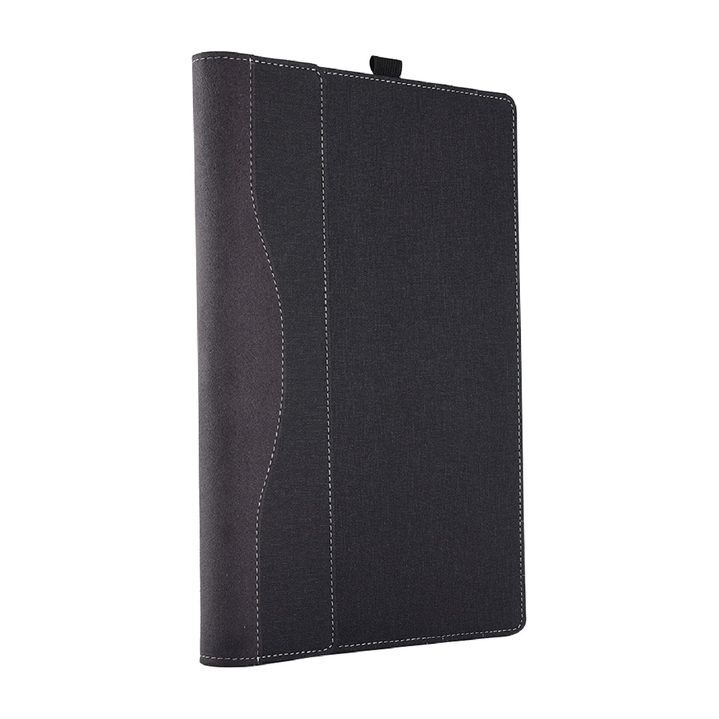 Black leather notebook cover on a white background
