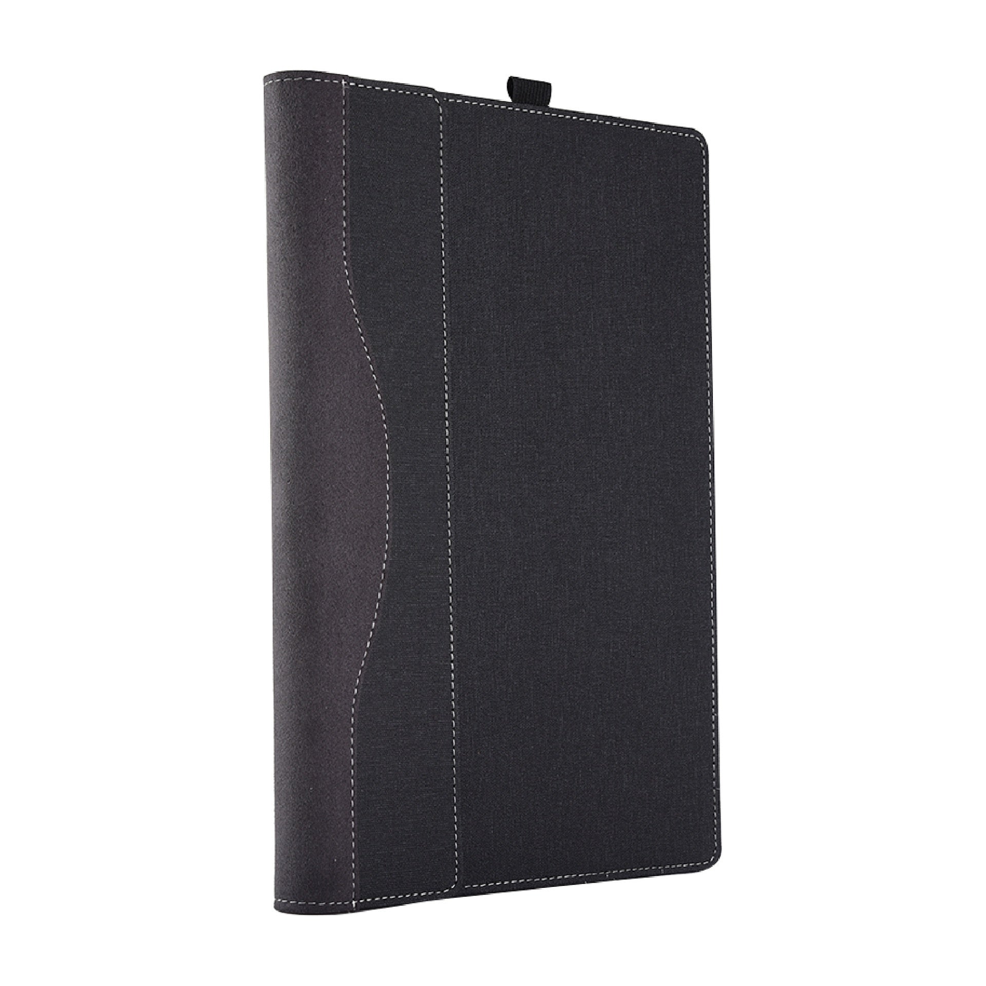 Black leather notebook cover on a white background
