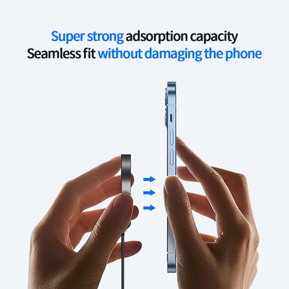 Phone screen protector being applied to a smartphone with text highlighting its features.