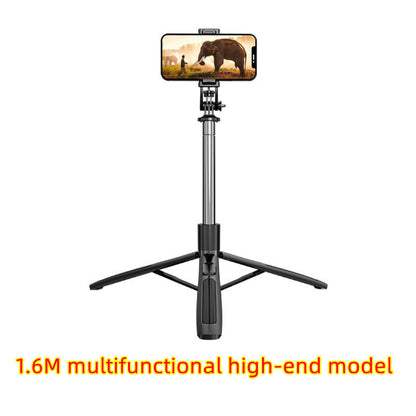 Multifunctional high-end selfie stick with smartphone holder on a white background