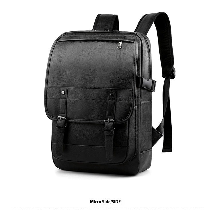 Black backpack on a white background
