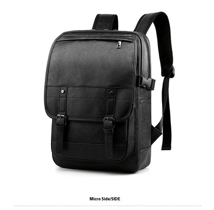 Black backpack on a white background