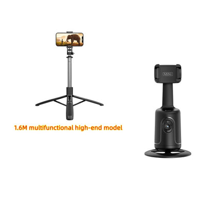 Multifunctional high-end camera and tripod stand on a white background