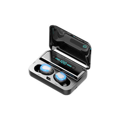 Wireless earbuds in a charging case on a white background