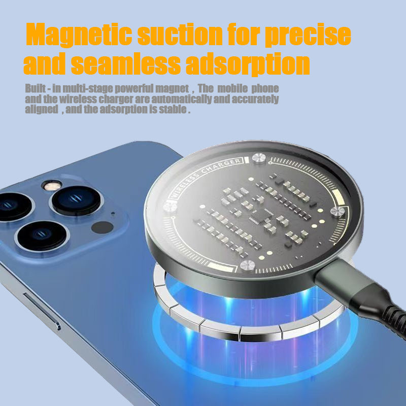 Magnetic phone holder with text on a blue background
