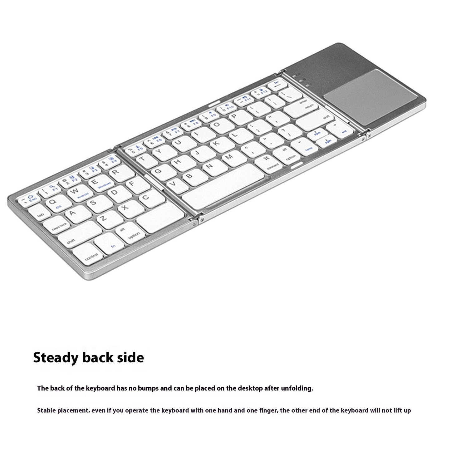 Foldable keyboard with touchpad on a white background