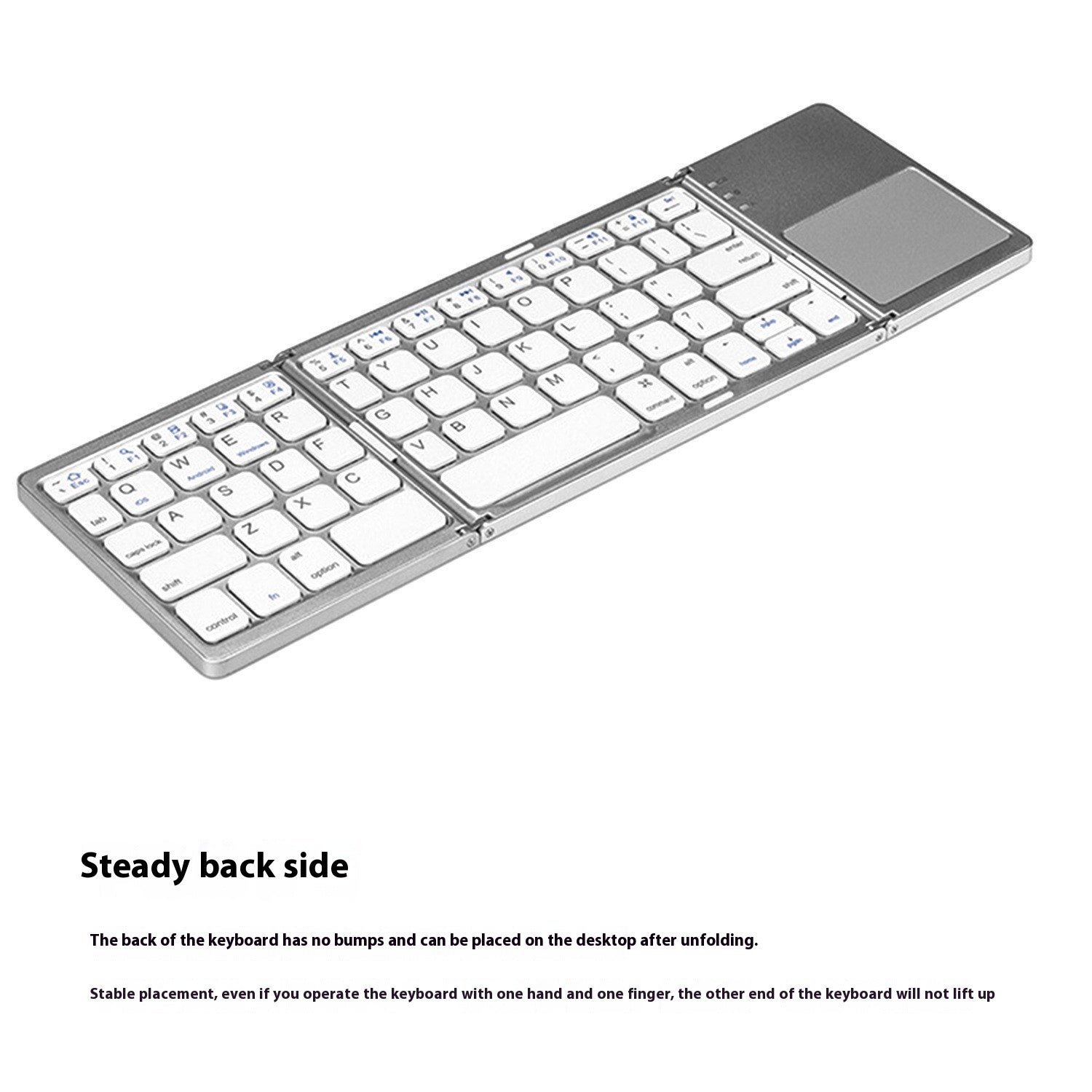 Foldable keyboard with touchpad on a white background