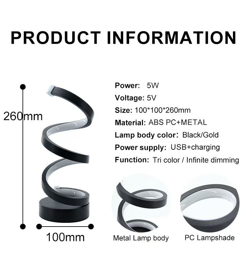 Product information for a LED lamp with dimensions, power details, and features.