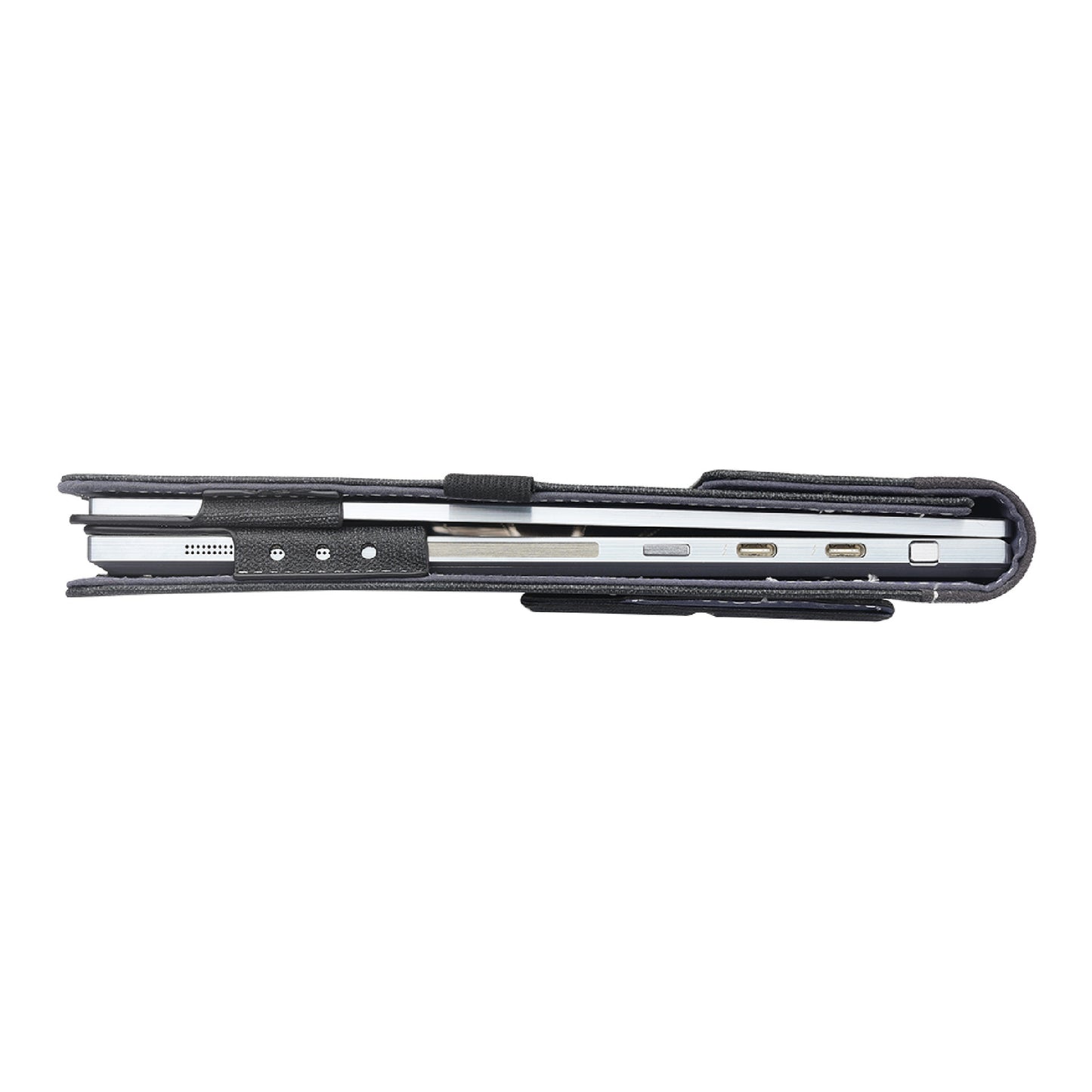 Black metal clip on a white background
