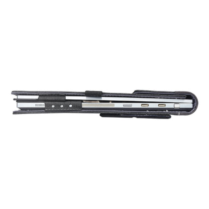 Black metal clip on a white background