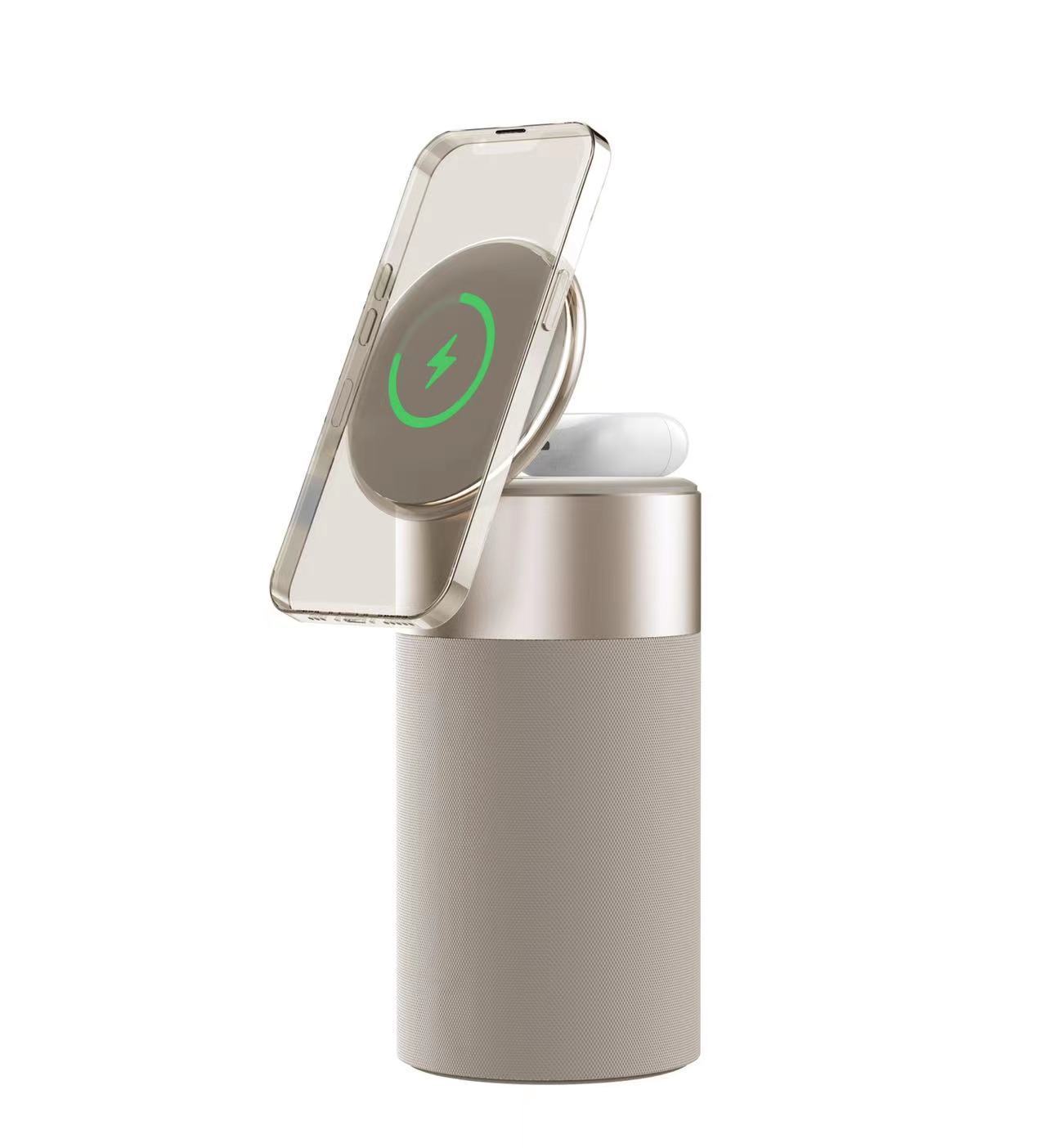 Wireless charging case with a smartphone inside on a white background