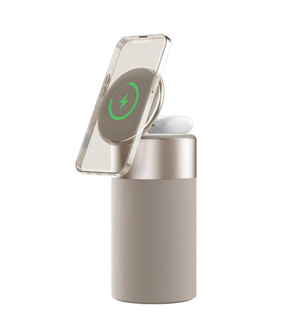 Wireless charging case with a smartphone inside on a white background