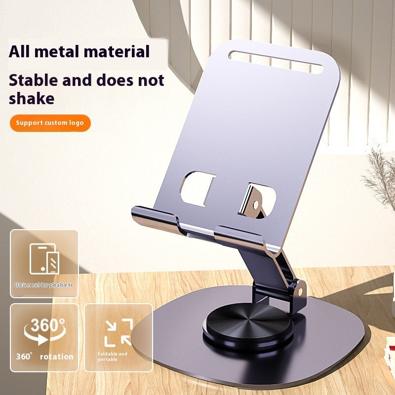 Phone stand with metal material on a wooden surface