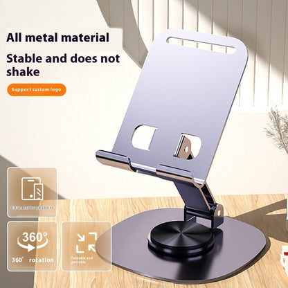 Phone stand with metal material on a wooden surface