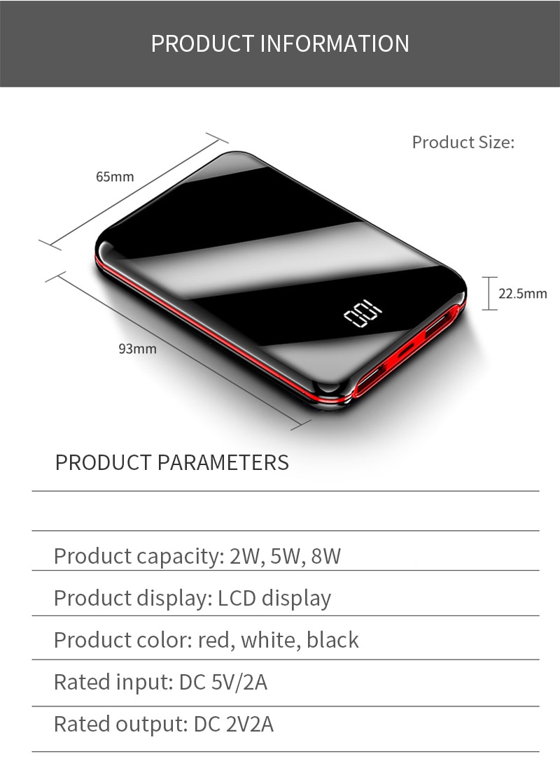 power bank external battery bank 8w quick charge powerbank portable charger with dual usb output for phone