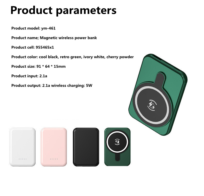 mini magnetic power bank 5000mah wireless
