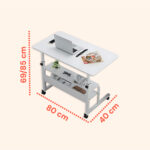 adjustable mobile desk – iron frame with mdf top, 80×40 cm