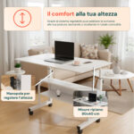 adjustable mobile desk – iron frame with mdf top, 80×40 cm