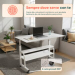 adjustable mobile desk – iron frame with mdf top, 80×40 cm