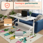 adjustable mobile desk – iron frame with mdf top, 80×40 cm