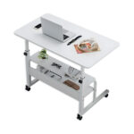 adjustable mobile desk – iron frame with mdf top, 80×40 cm