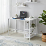 modern desk, office table, 100 x 50 cm, computer desk for living room, bedroom, study, white