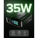 pulse power hd 35w, 10000mah, power delivery (pd 3.0 pps), afc, fast charging power bank, high density, ai lcd display, usb c, usb a, compact travel charger, black