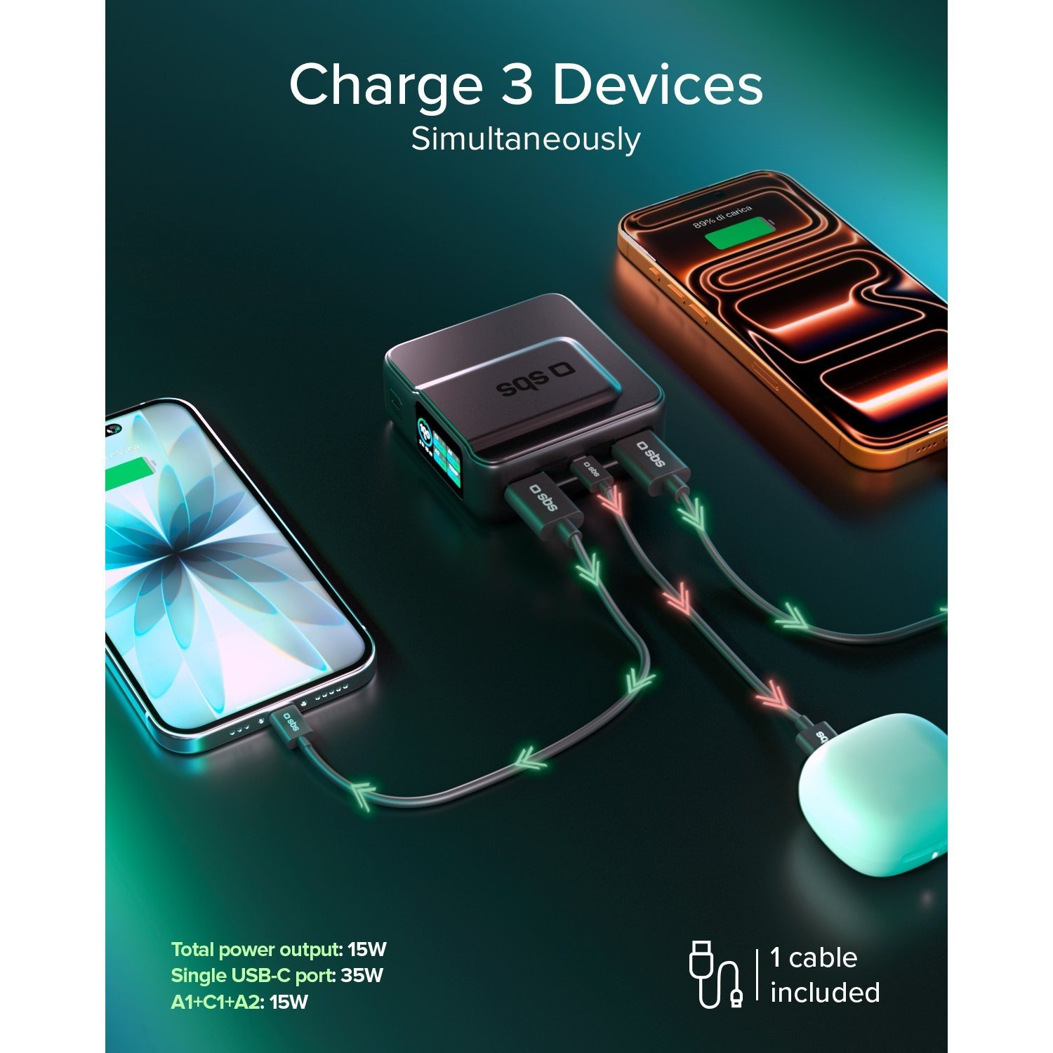 pulse power hd 35w, 10000mah, power delivery (pd 3.0 pps), afc, fast charging power bank, high density, ai lcd display, usb c, usb a, compact travel charger, black