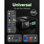 pulse power hd 35w, 10000mah, power delivery (pd 3.0 pps), afc, fast charging power bank, high density, ai lcd display, usb c, usb a, compact travel charger, black