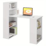 120 cm desk with shelf, computer desk with shelf, desk with shelf, desk with shelf, 122 x 55 x 120 cm, light wood
