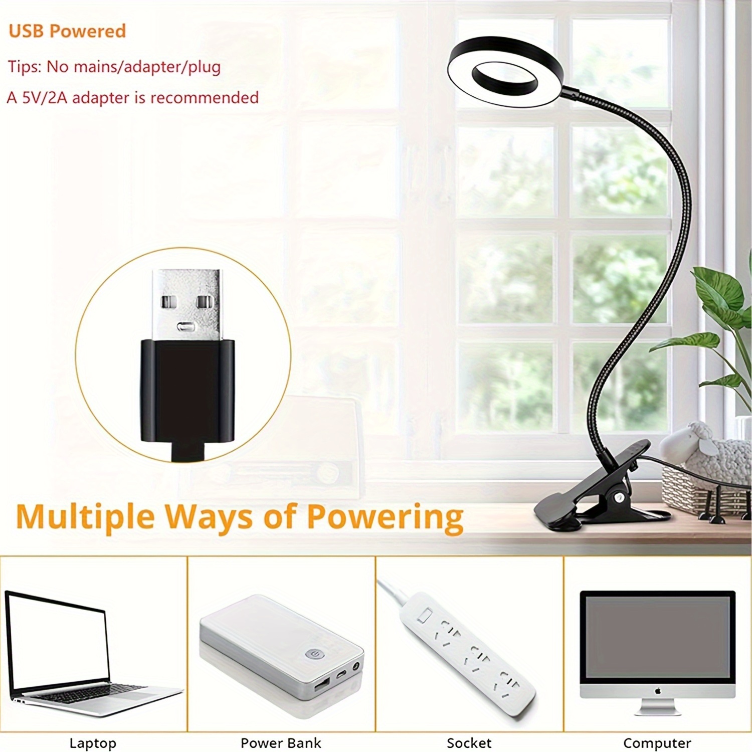 led desk lamp adjustable eye protection study reading clip light beauty selfie fill light desktop clip lamp