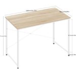 1pc desk, small computer desk, 100x50cm office desk, computer desk, metal frame, space saving, suitable for offices, home offices and studies, wood material, light oak