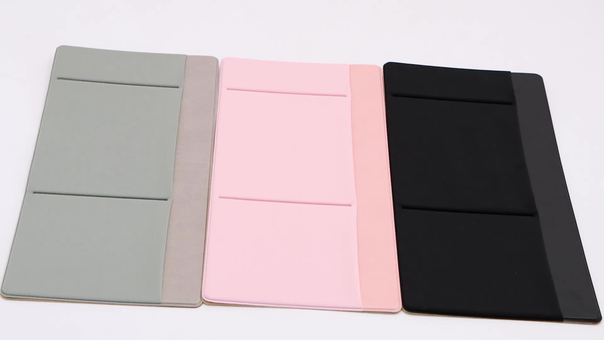 high end lycra fabric + faux leather mouse storage bag, featuring three pockets that can hold two mice, a capacitive stylus, and other electronic pens. this self adhesive multifunctional storage pouch is suitable for various computers, ipads