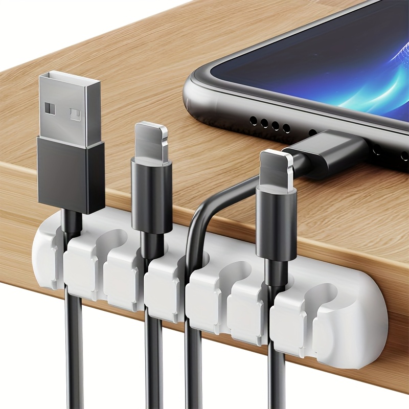 strong self adhesive silicone cable organizers with 7, 5, and 3 slots for managing cables, featuring cable holders and storage boxes to keep your wires neat and tidy!
