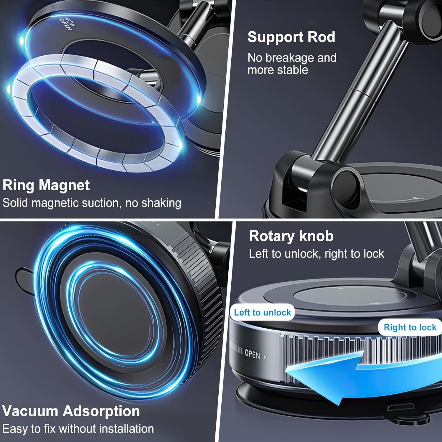 upgraded magnetic car phone holder 360 degree rotatable 43.54kg super suction cup mount for magsafe, universal car/gym/mirror phone holder for iphone and android