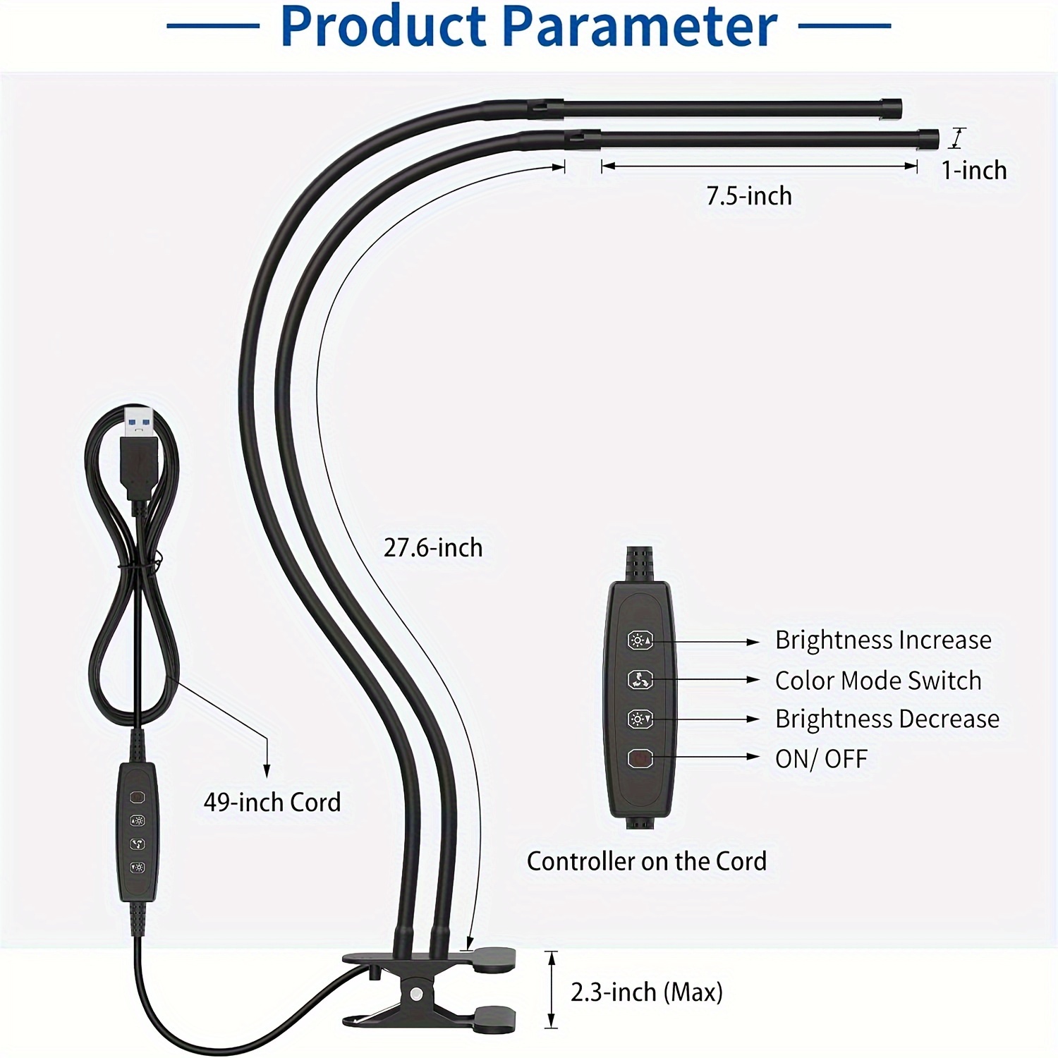 led dimmable clip desk lamp flexible gooseneck with swivel clamp easy clip on reading light led table lamp work lamp home office