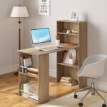 120 cm desk with shelf, computer desk with shelf, desk with shelf, desk with shelf, 122 x 55 x 120 cm, light wood