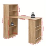 120 cm desk with shelf, computer desk with shelf, desk with shelf, desk with shelf, 122 x 55 x 120 cm, light wood